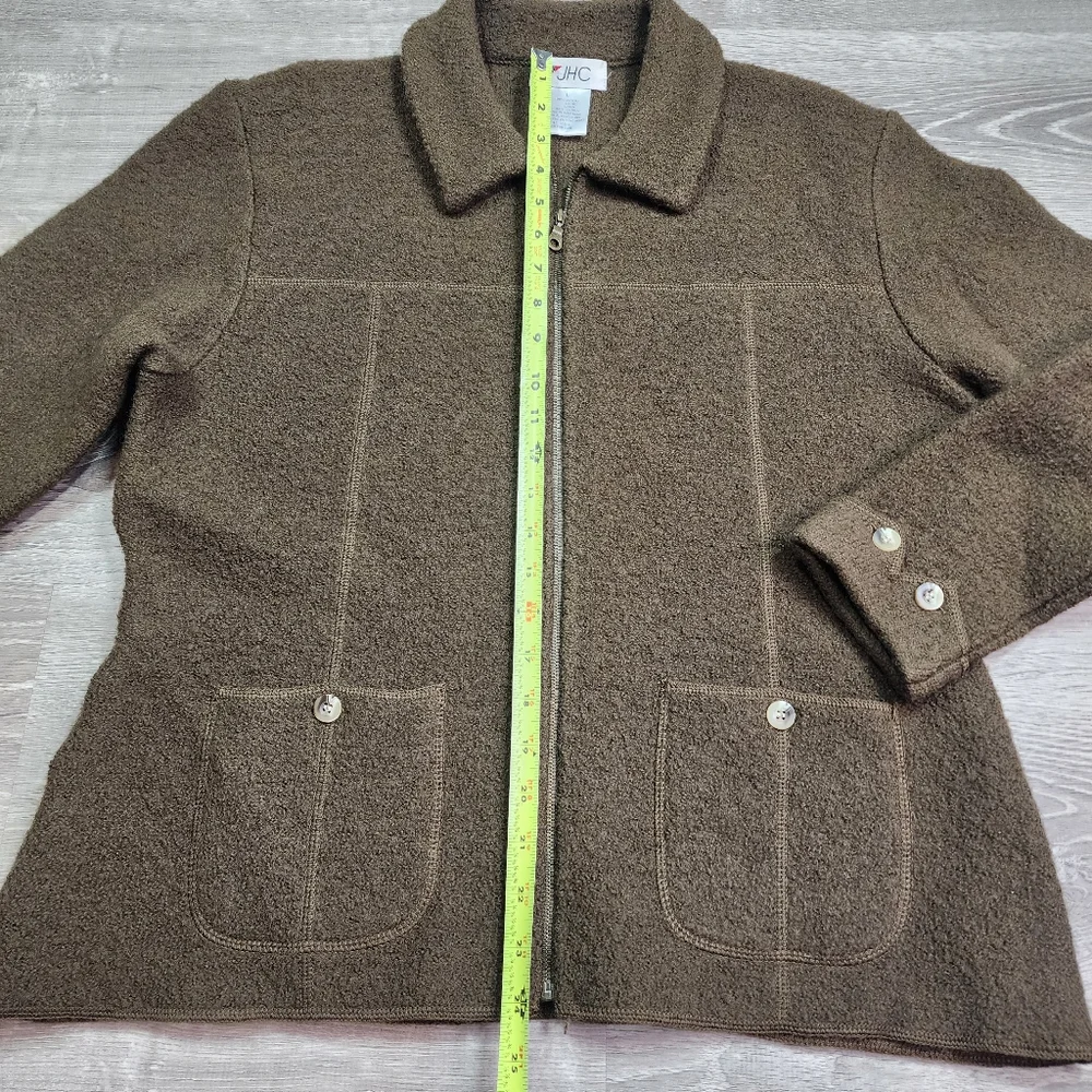 VINTAGE JH COLLECTIBLES Wool Green Zip Up Coat Jacket Large - Picture 5 of 16